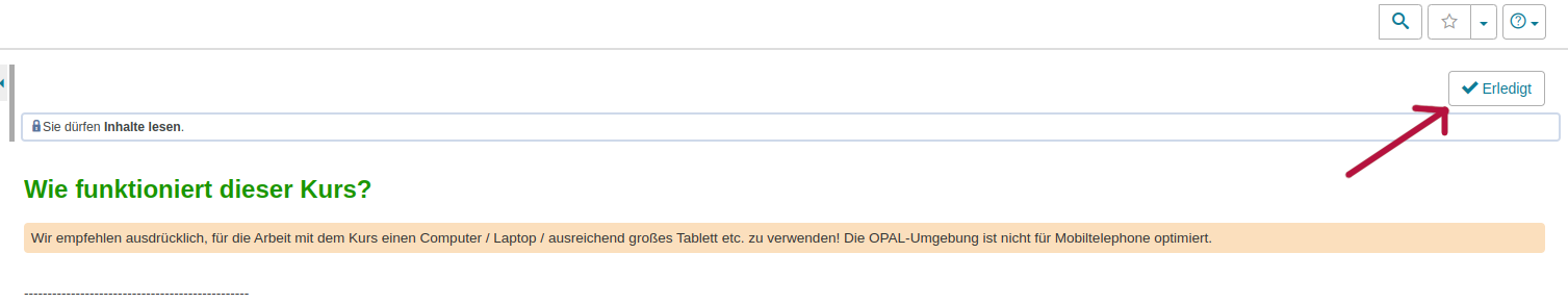 Erledigt-Button von OPAL
